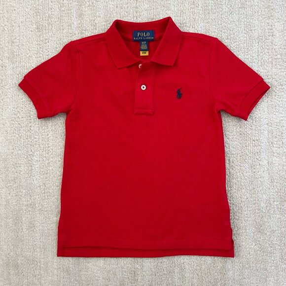 Polo Ralph Lauren Boys Toddler Red Cotton Short Sleeve Polo Shirt Top 2/2T - Picture 1 of 9